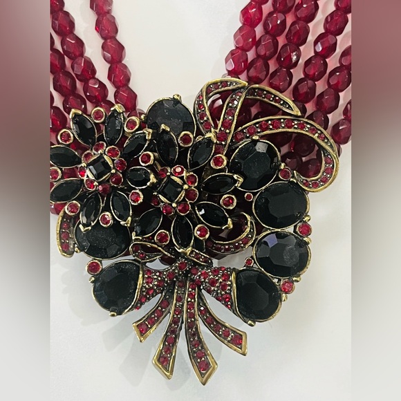 Heidi Daus VERY Vintage RARE Choker Necklace with red Swarovski Crystals - Picture 4 of 16